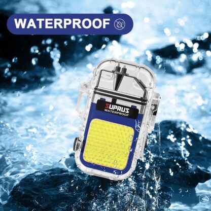 Waterproof Luminous Lighter 3 Modes of Flashlight Windproof Lighter Dual Arc Electric Lighters Rechargeable Dual Arc Plasma Lighter
