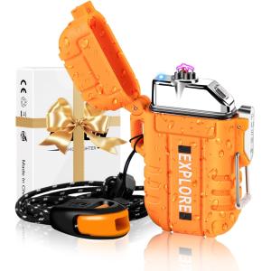 USB Rechargeable Arc Lighter w/ Whistle & Lanyard