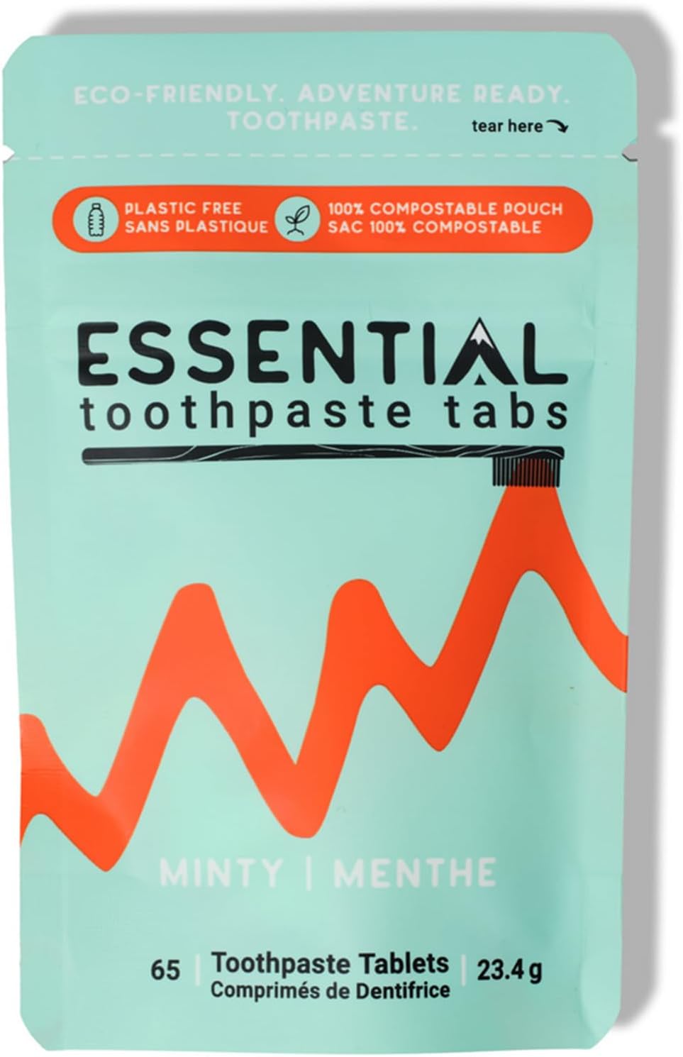 Essential Toothpaste Tabs, Made in Canada, Fluoride Free, Nano-Hydroxyapatite, 65 Tabs,