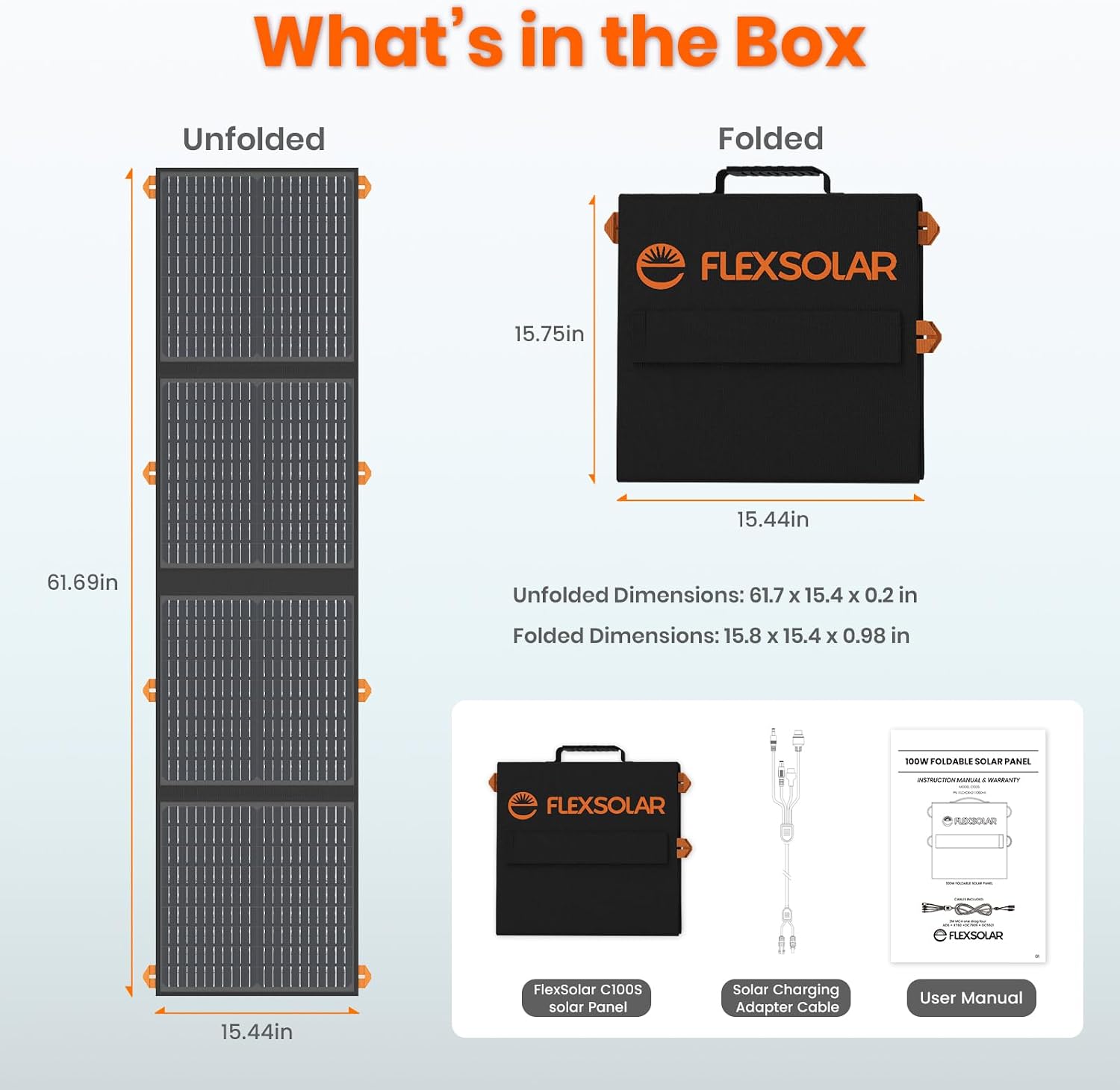 FlexSolar 100W Foldable Monocrystalline Solar Panel for Power Station