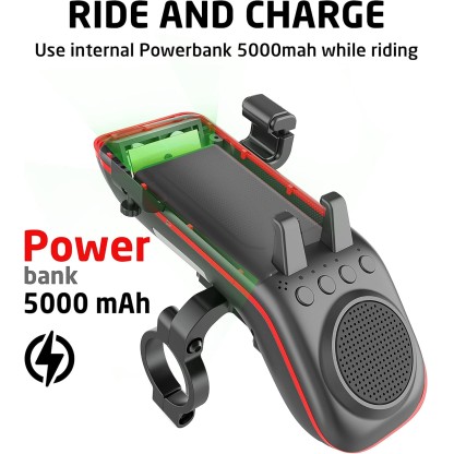 Multifunctional Bike Speaker & Phone Holder - Bicycle Headlight, Horn, Microphone & Power Bank