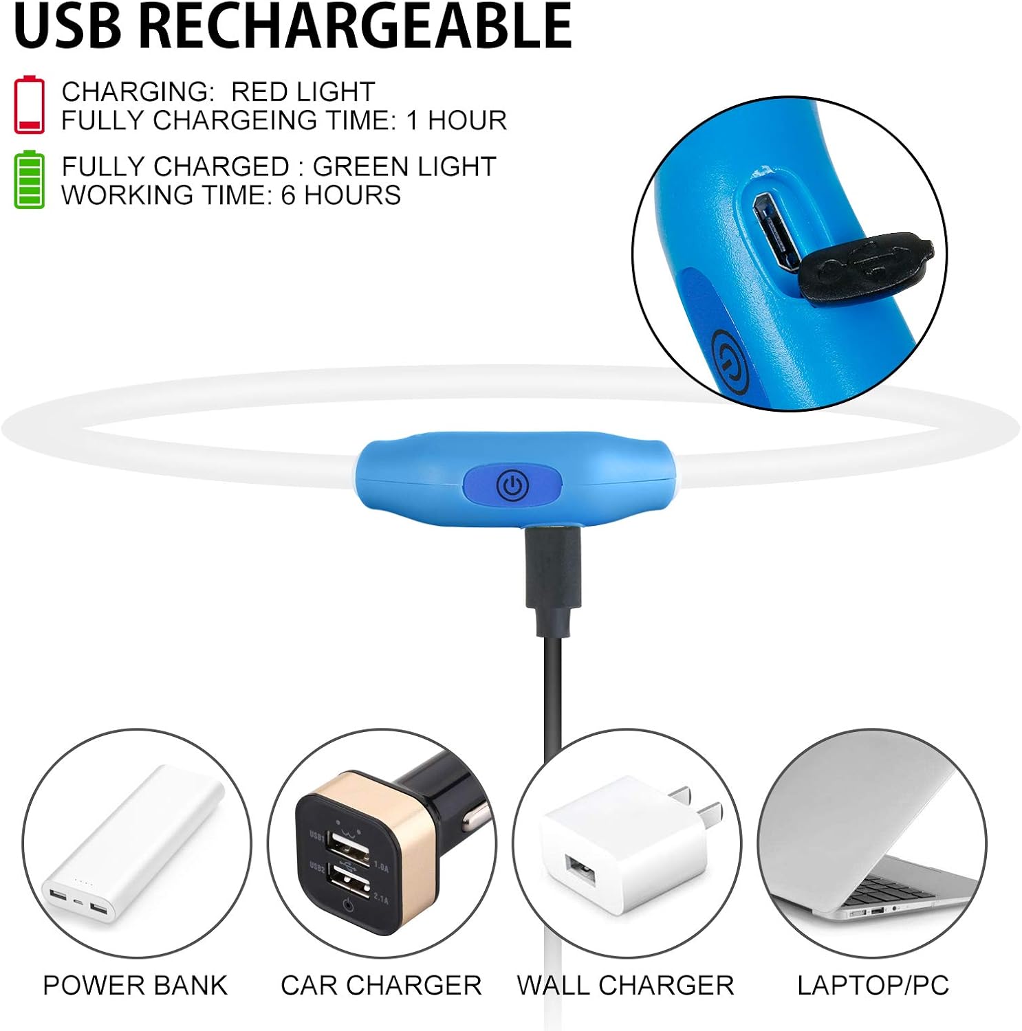 2-Pack LED Dog Collar, Light Up Dog Collars,Rechargeable Dog Lights for Night Walking