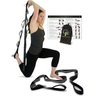 Fitness Stretching Strap for Physical Therapy, 12 Multi-Loop Stretch Strap 1.5" W x 8' L, Neoprene Handles