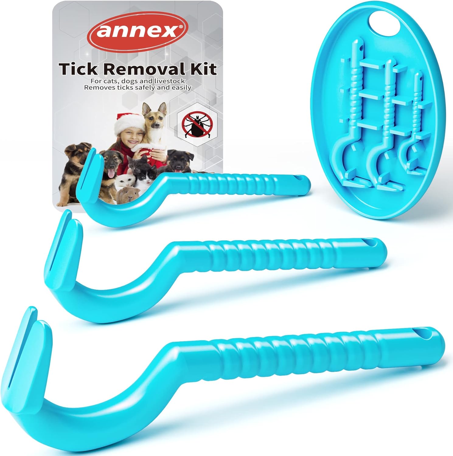 Tick Remover Tool for Dogs, Cats, and Humans - Painlessly Remove Ticks in Seconds - Set of 3 Tick Hooks, Including Storage Box