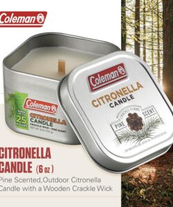 Coleman Scented Citronella Candle with Wooden Crackle Wick - 6 oz Tin