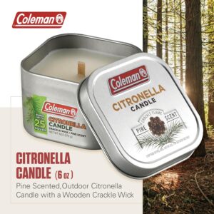 Coleman Scented Citronella Candle with Wooden Crackle Wick - 6 oz Tin