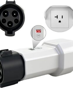 J1772 to NEMA 5-15/5-20 Adapter with Voltage Display and Power-Off Button Portable Discharge Converter J1772 Charging Pile Plug for Charging E-Bikes,