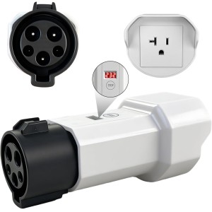 J1772 to NEMA 5-15/5-20 Adapter with Voltage Display and Power-Off Button Portable Discharge Converter J1772 Charging Pile Plug for Charging E-Bikes,