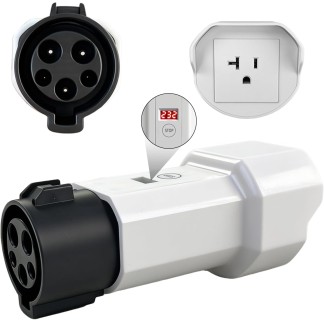 J1772 to NEMA 5-15/5-20 Adapter with Voltage Display and Power-Off Button Portable Discharge Converter J1772 Charging Pile Plug for Charging E-Bikes,