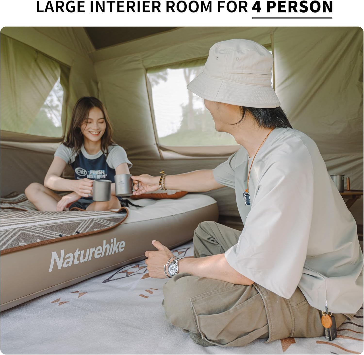 Naturehike Camping Tent, Instant Tent Family Cabin Tent for 4 Person