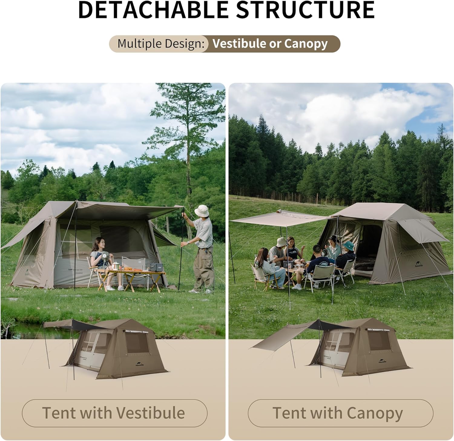 Naturehike Camping Tent, Instant Tent Family Cabin Tent for 4 Person
