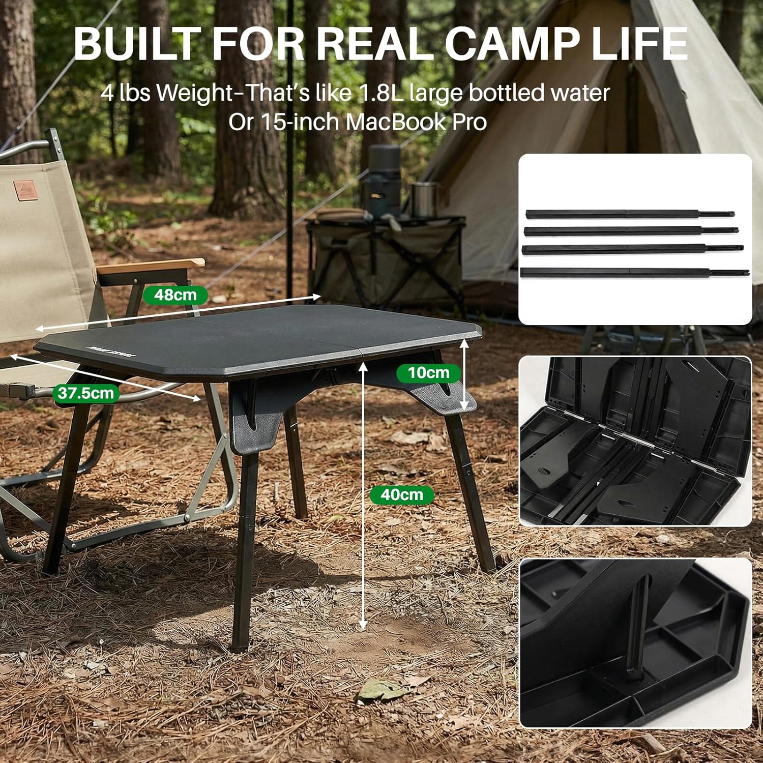 TOPCHANCES Folding Outdoor Camping Table,Ultralight Aluminum Camping Side Table,Portable Beach Table Roll Up Camping Table with Carrying Bag for Camping Beach Picnic Grilling Hiking FishingTravel