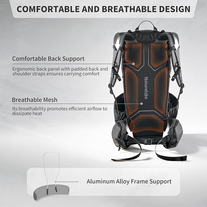 Naturehike 45L/60L Rock 2.0 Upgraded Internal Frame Hiking Ultralight Backpack