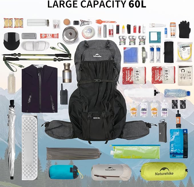 Naturehike 45L/60L Rock 2.0 Upgraded Internal Frame Hiking Ultralight Backpack