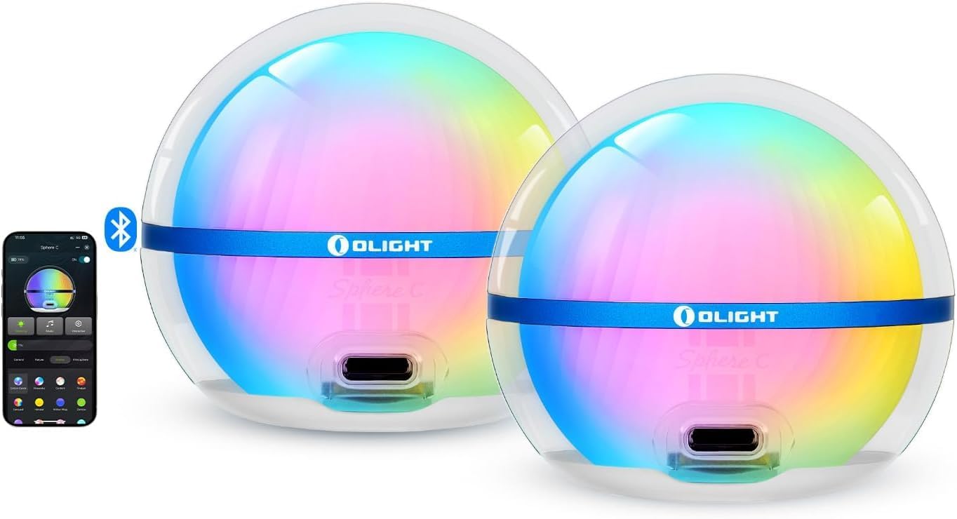 OLIGHT Sphere C 2 Pack Portable LED Lights RGB Dimmable