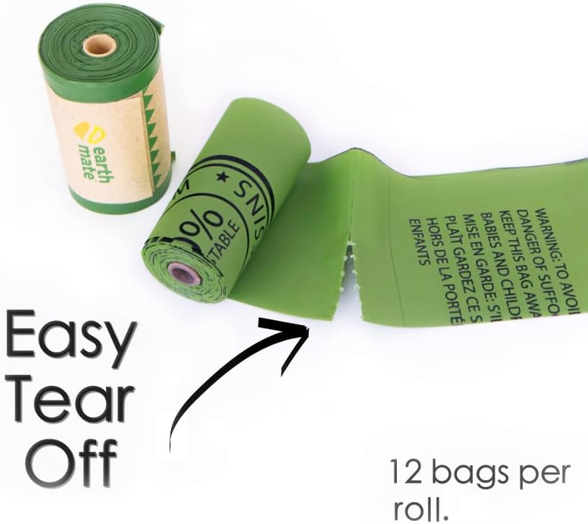MADE IN CANADA 360 Count - Home COMPOSTABLE & Biodegradable Certified DOG Poop Bags. Earthmate. Uncented - Unprinted - Leak Proof. (Single Box)