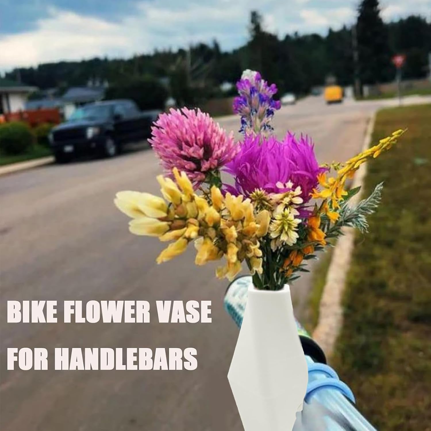 Flower Vase for Handlebars Removable Silicone Geometric Design Bike Vase