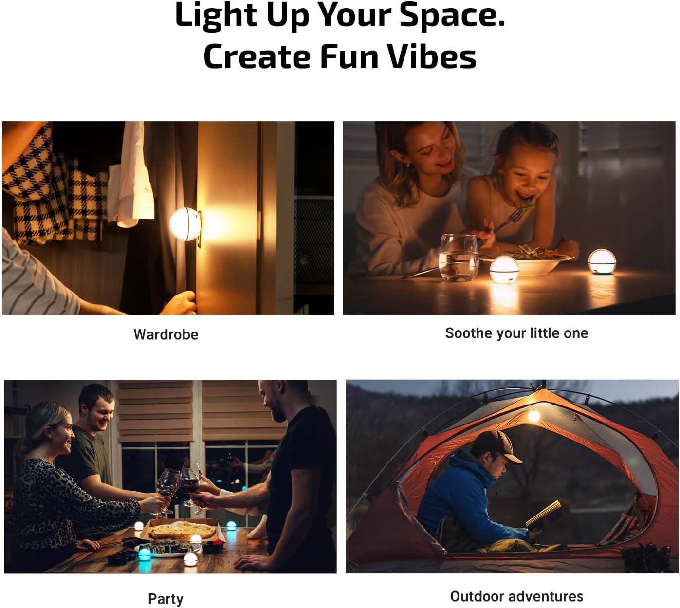 OLIGHT Sphere C 2 Pack Portable LED Lights RGB Dimmable