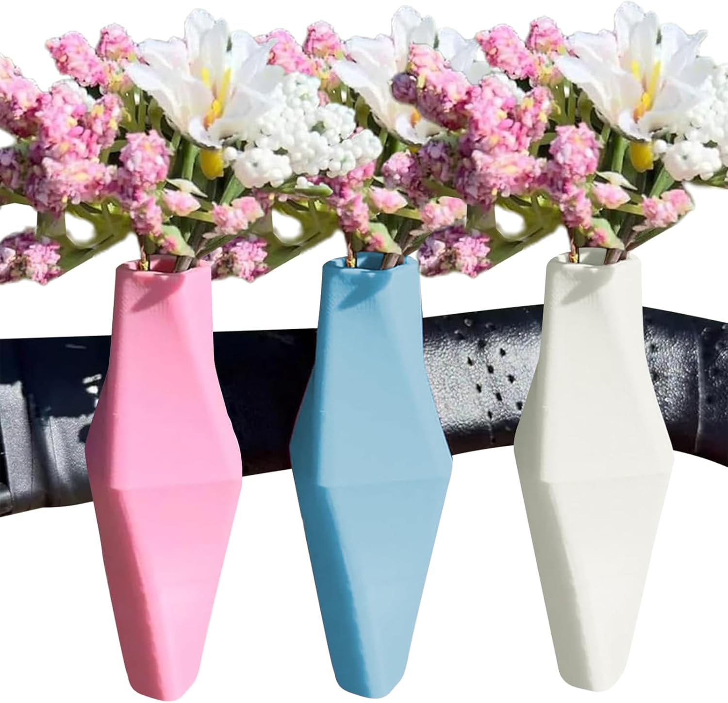 Flower Vase for Handlebars Removable Silicone Geometric Design Bike Vase