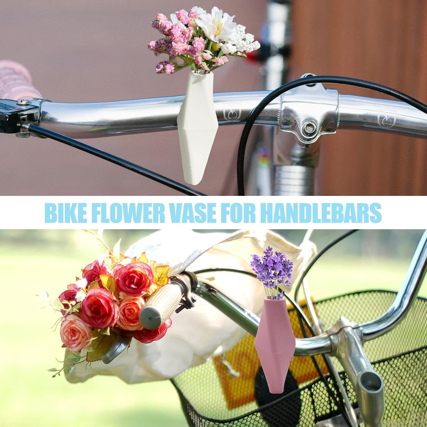 Flower Vase for Handlebars Removable Silicone Geometric Design Bike Vase