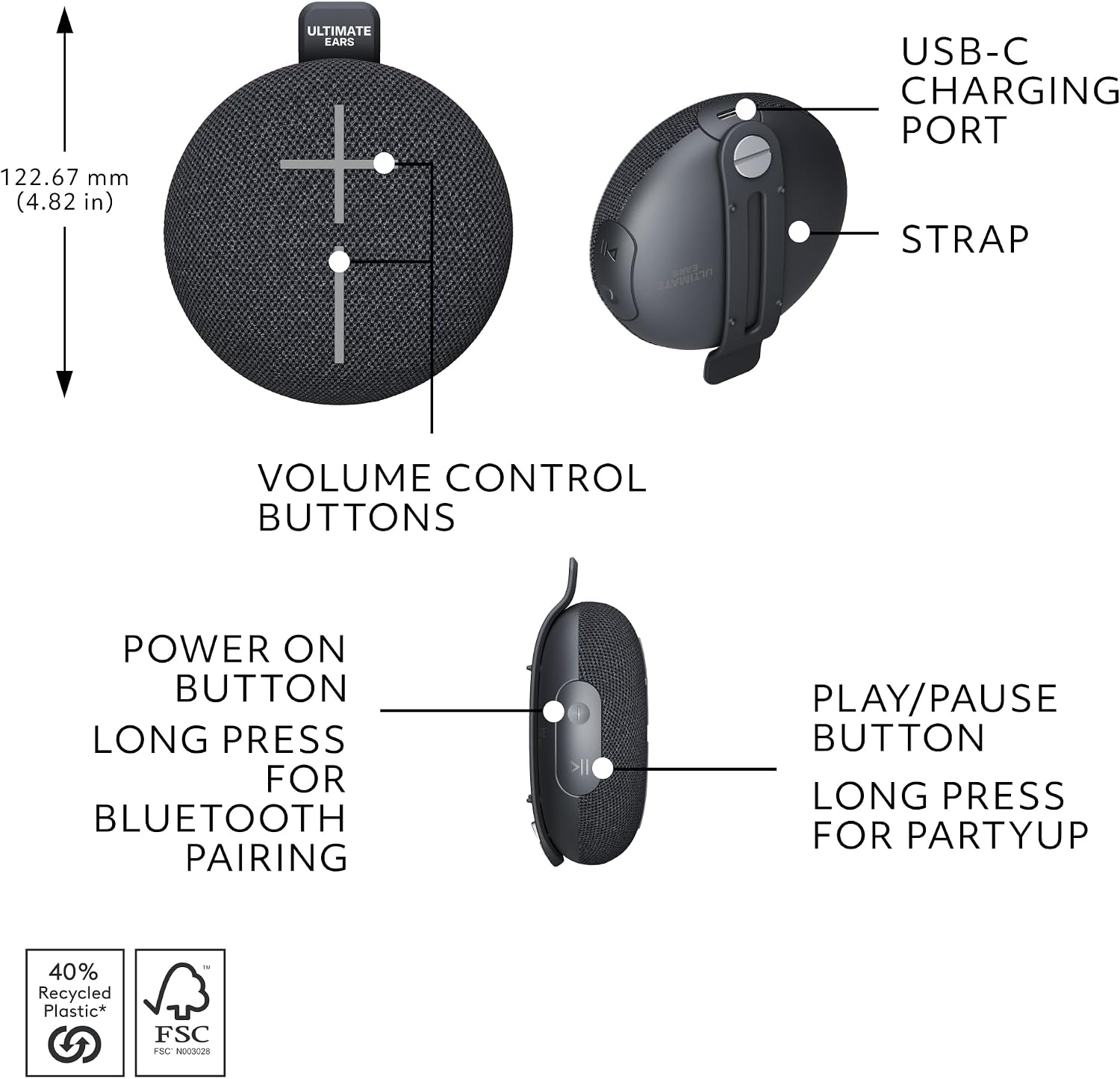 Ultimate Ears MINIROLL Ultra Portable Waterproof Speaker