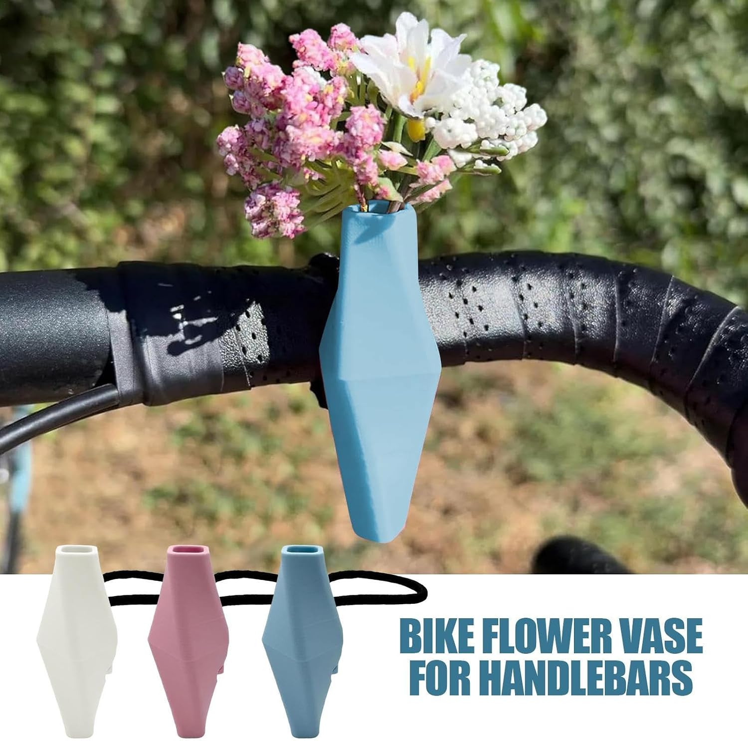 Flower Vase for Handlebars Removable Silicone Geometric Design Bike Vase