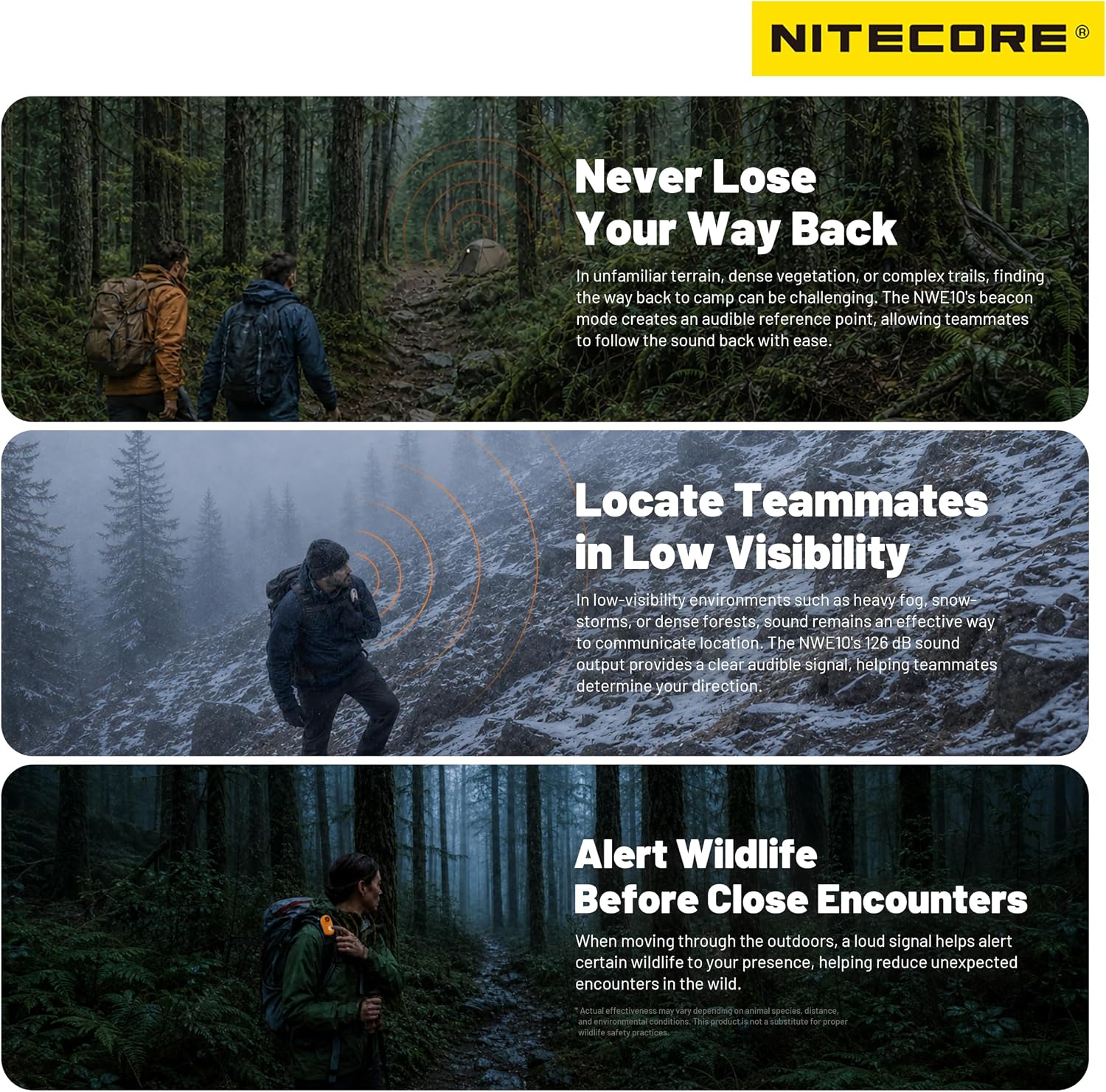 Nitecore NWE10 126dB Electronic Outdoor Whistle