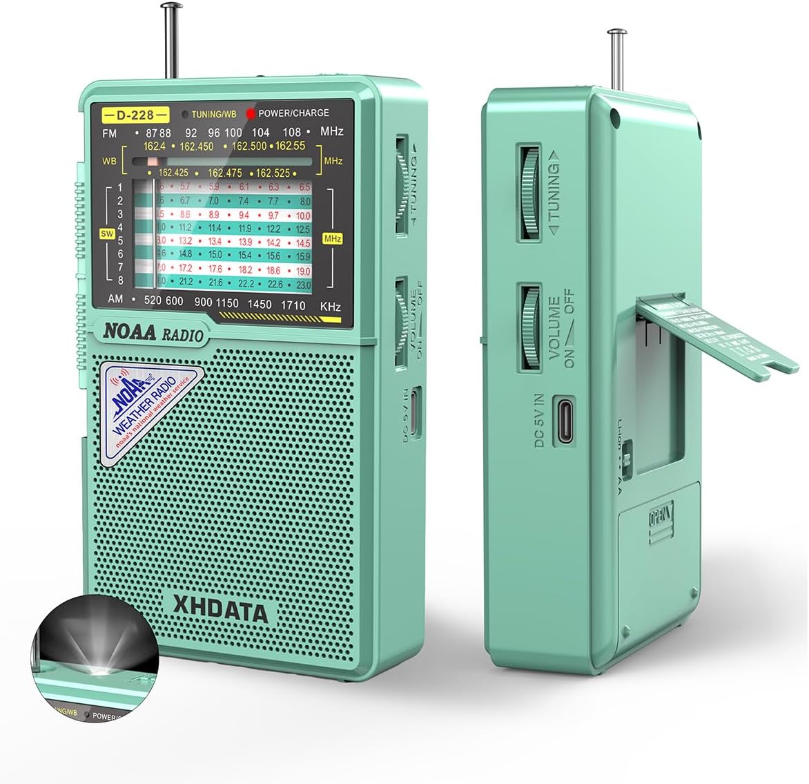 XHDATA D226 Portable Radio AM FM SW, Shortwave Radio with Flashlight
