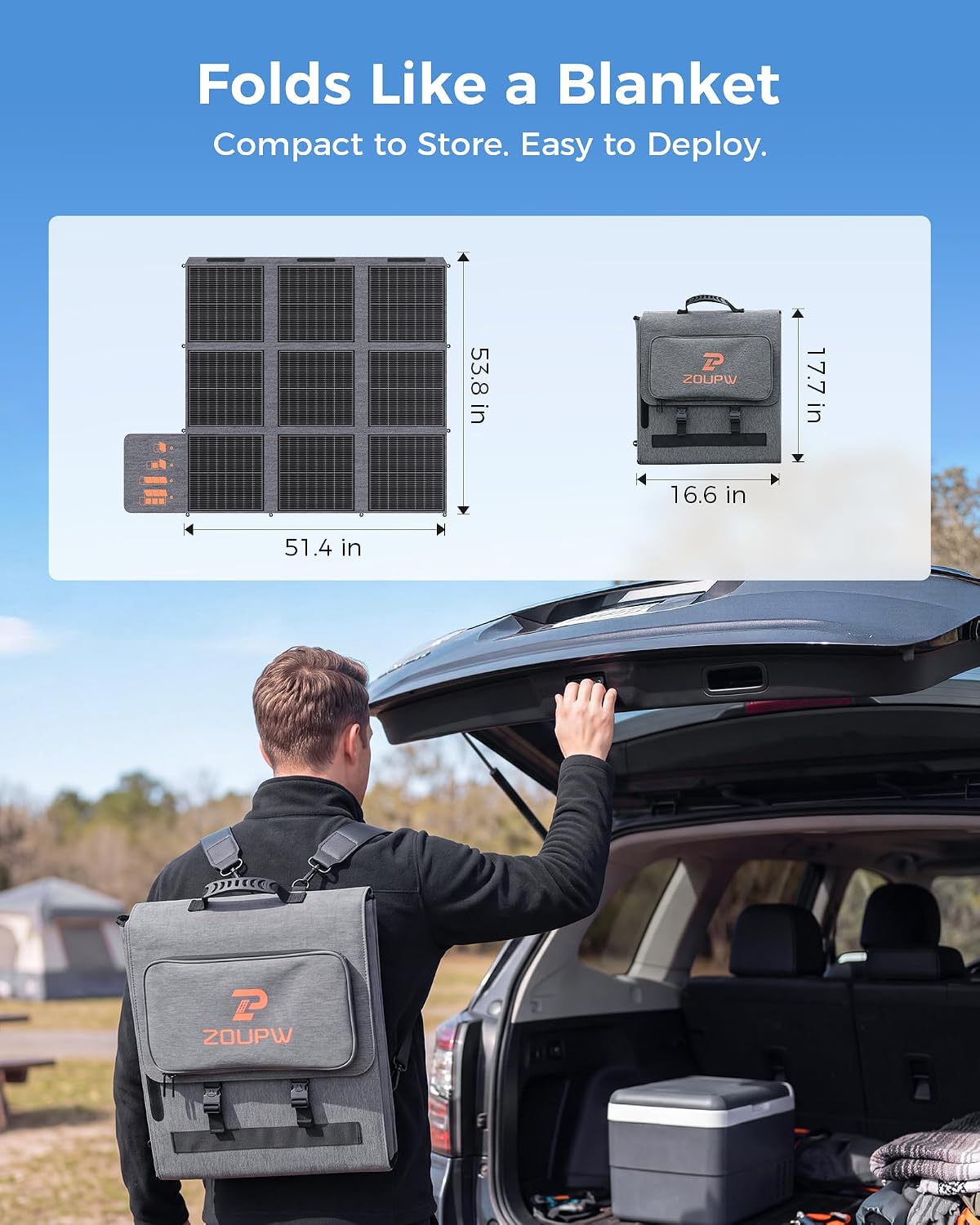 ZOUPW 500W Portable Solar Panel for Power Station, N-Type 25.6% Efficiency