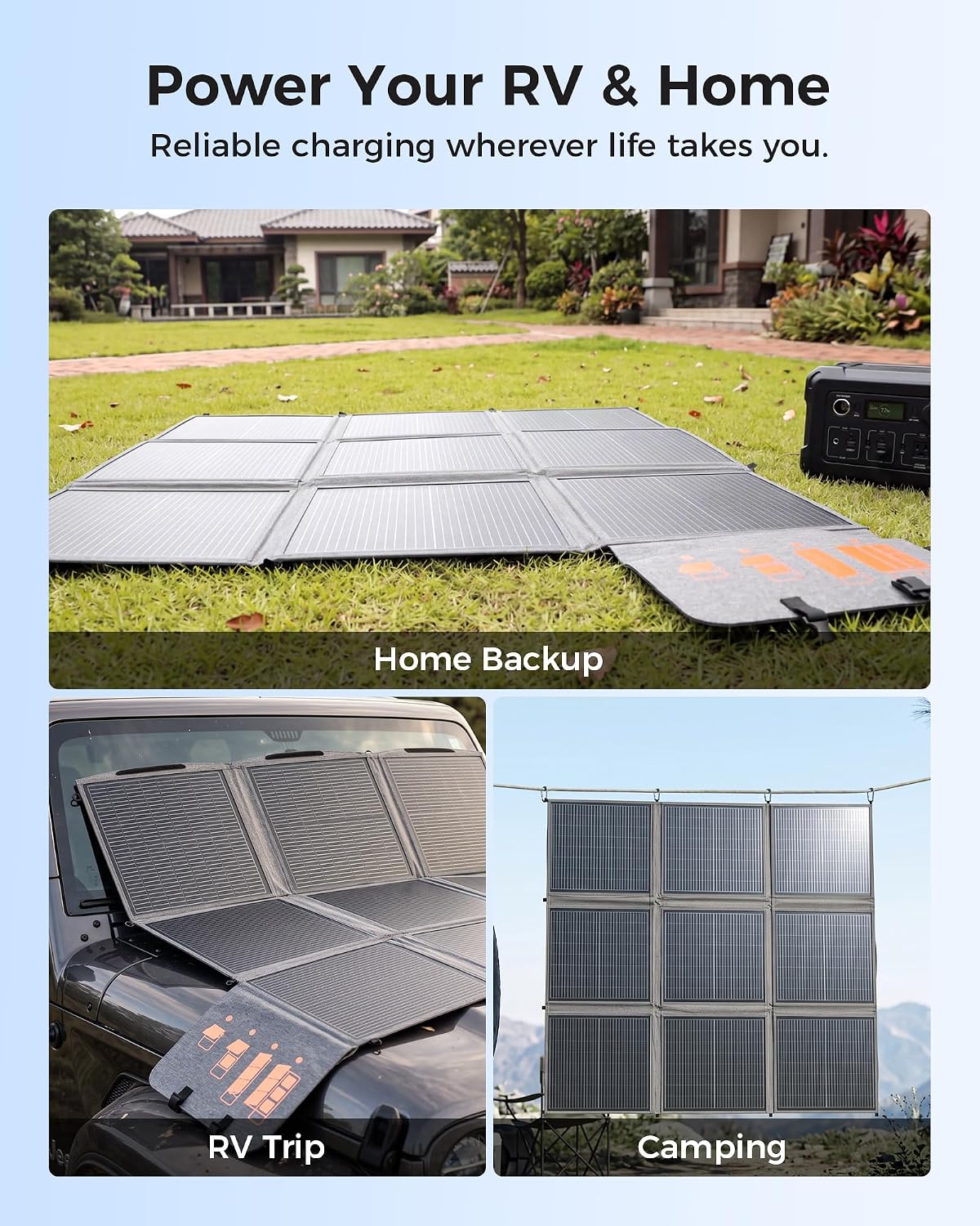 ZOUPW 500W Portable Solar Panel for Power Station, N-Type 25.6% Efficiency