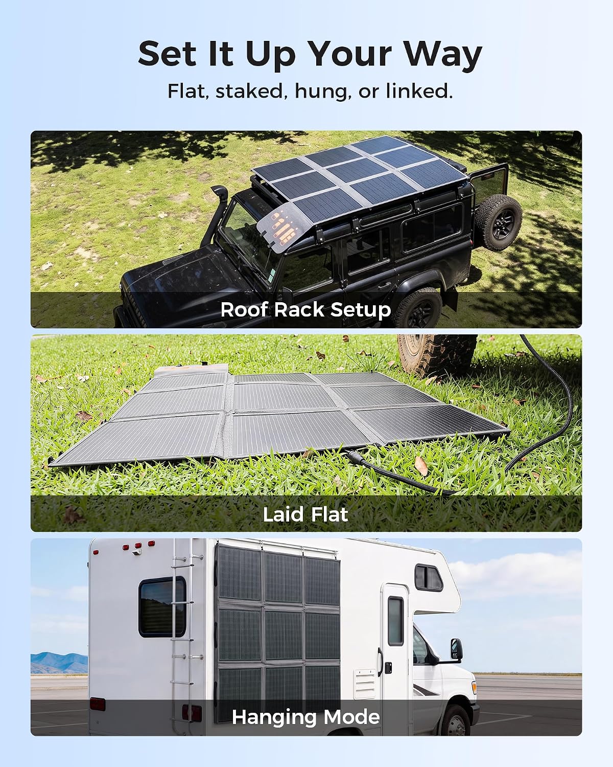 ZOUPW 500W Portable Solar Panel for Power Station, N-Type 25.6% Efficiency